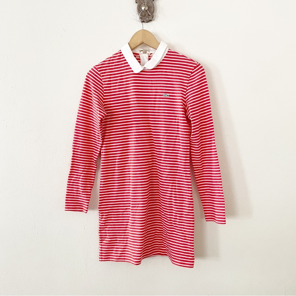 Lacoste Live Sea sucker stripe long sleeve dress